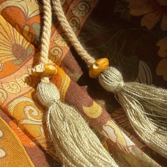 SPELL & The Gypsy Seashell Floral Semi Sheer Long Sleeve Fall Print Blouse - Picture 13 of 13